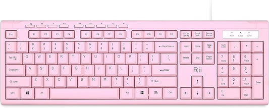 RK907 Ultra-Slim Compact USB Wired Keyboard for MAC and PC-Pink