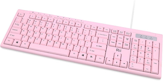 RK907 Ultra-Slim Compact USB Wired Keyboard for MAC and PC-Pink