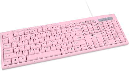RK907 Ultra-Slim Compact USB Wired Keyboard for MAC and PC-Pink