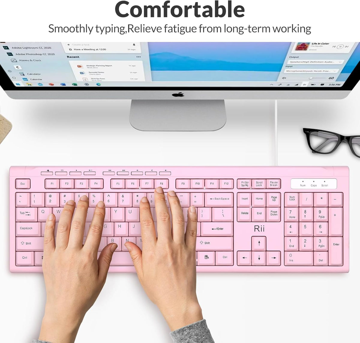 RK907 Ultra-Slim Compact USB Wired Keyboard for MAC and PC-Pink