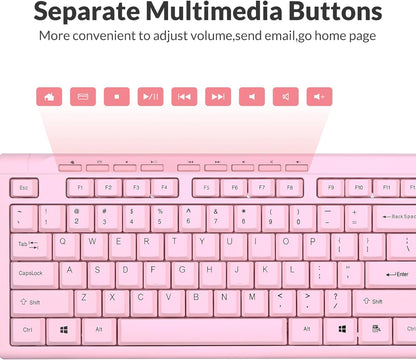 RK907 Ultra-Slim Compact USB Wired Keyboard for MAC and PC-Pink