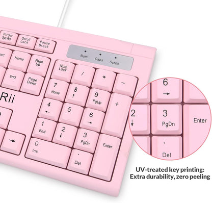 RK907 Ultra-Slim Compact USB Wired Keyboard for MAC and PC-Pink