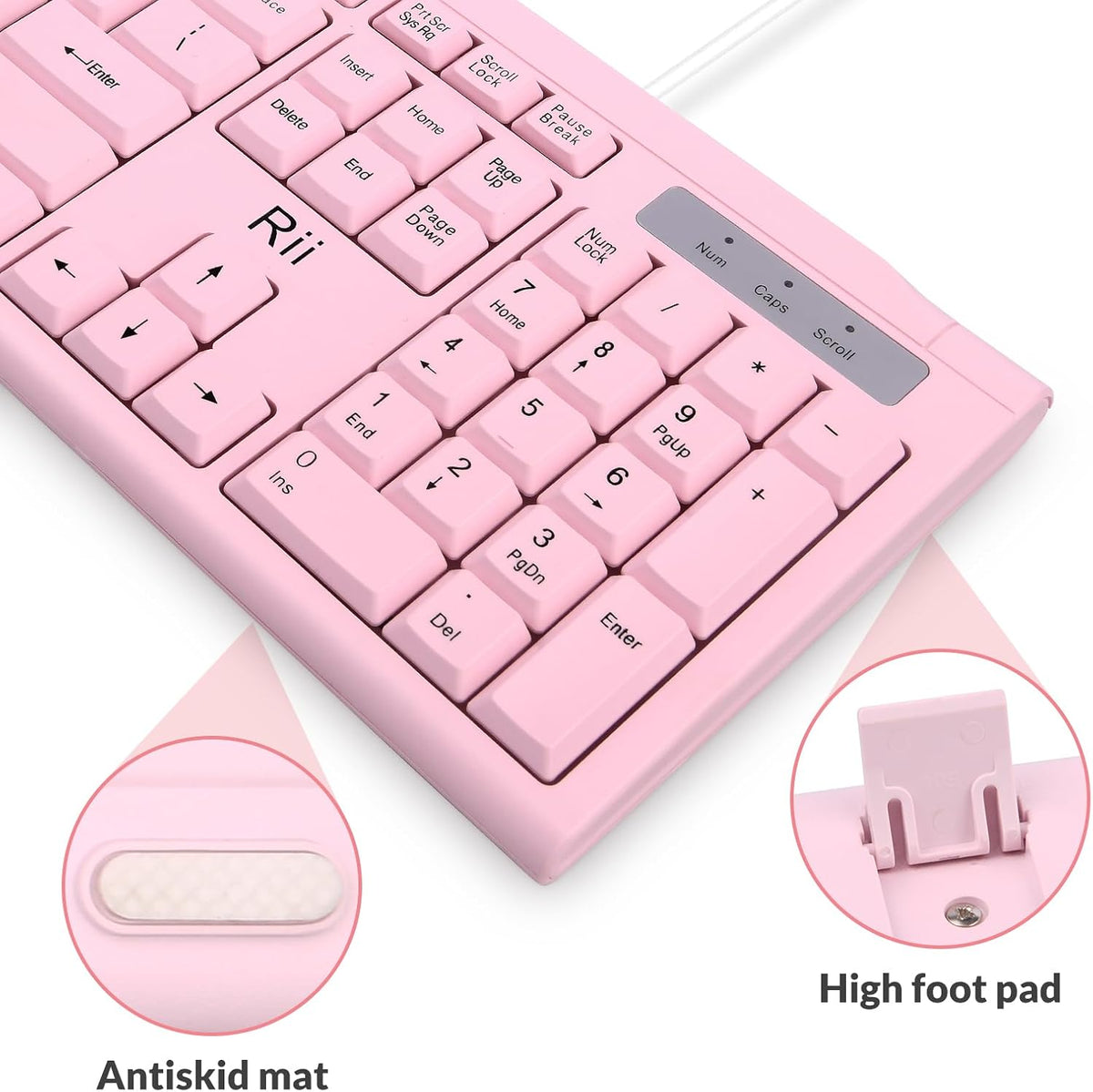 RK907 Ultra-Slim Compact USB Wired Keyboard for MAC and PC-Pink