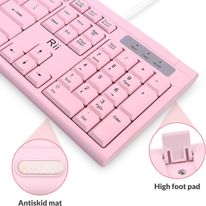 RK907 Ultra-Slim Compact USB Wired Keyboard for MAC and PC-Pink