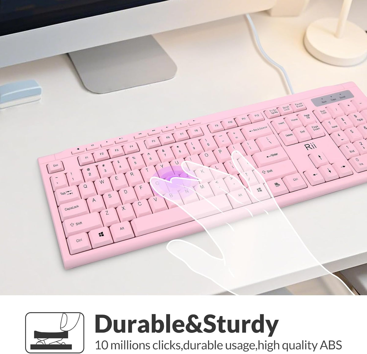 RK907 Ultra-Slim Compact USB Wired Keyboard for MAC and PC-Pink