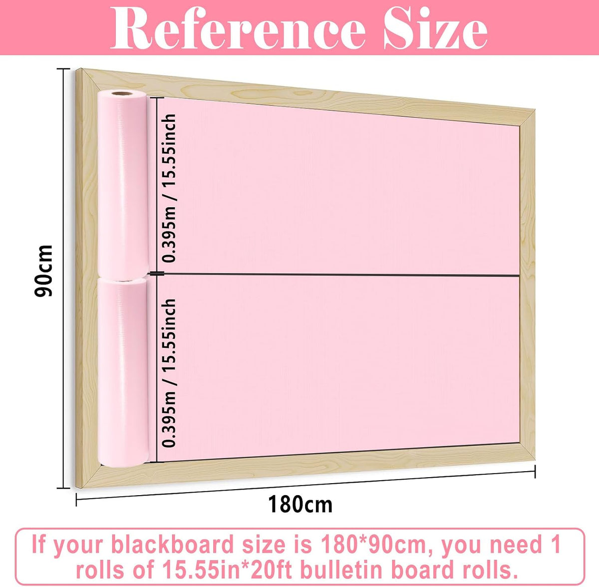Pink Bulletin Board Roll Non-Woven Fabric Poster 15.55" x20ft