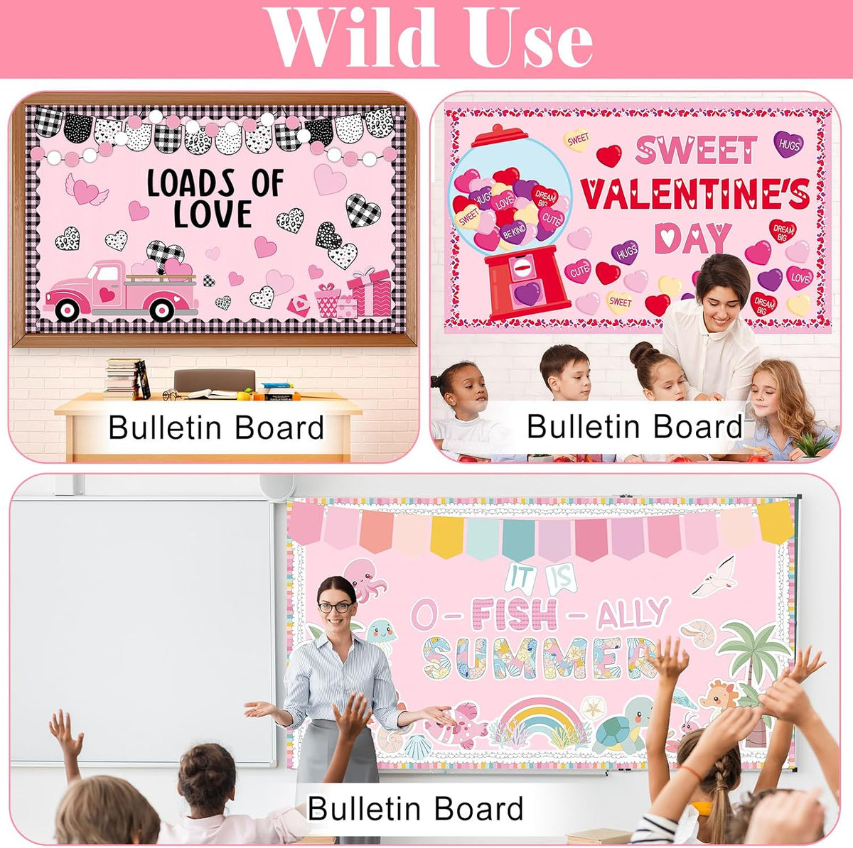 Pink Bulletin Board Roll Non-Woven Fabric Poster 15.55" x20ft
