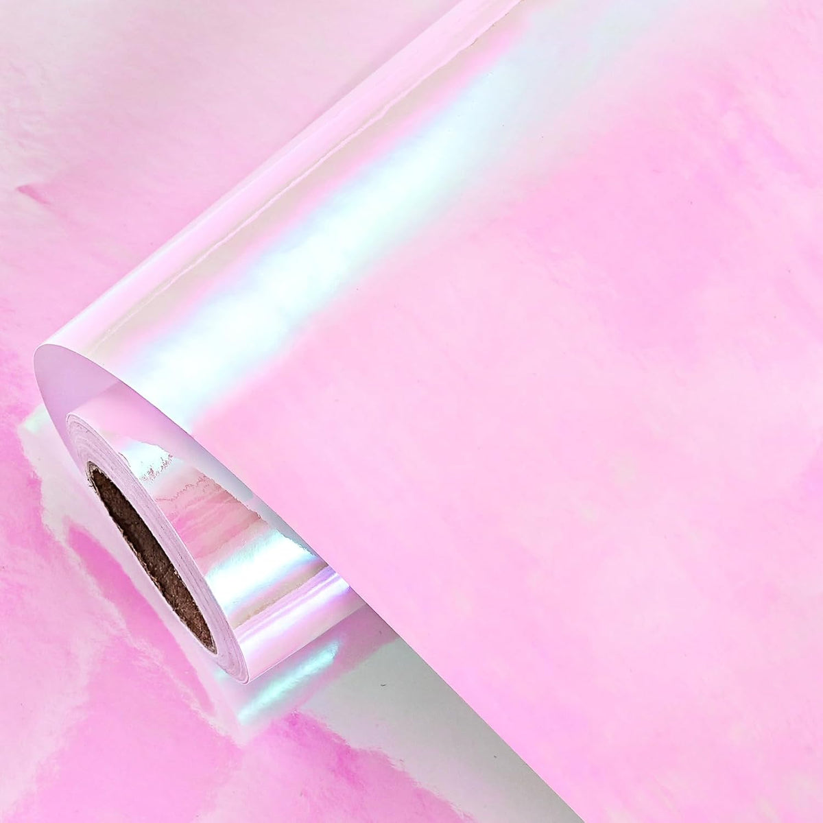 Pink Wrapping Paper Roll - Holographic Iridescent Wrapping Paper for Birthday, Valentine's, Mother's Day, Holiday - 17 inches x 32.8 Feet (47.23 sq.ft.)
