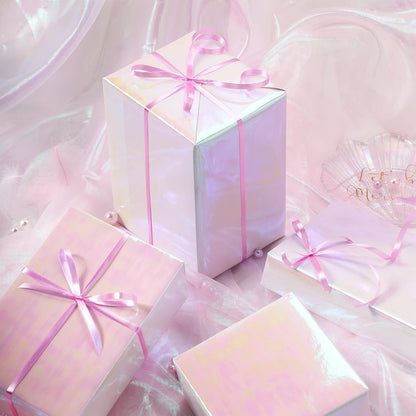 Pink Wrapping Paper Roll - Holographic Iridescent Wrapping Paper for Birthday, Valentine's, Mother's Day, Holiday - 17 inches x 32.8 Feet (47.23 sq.ft.)