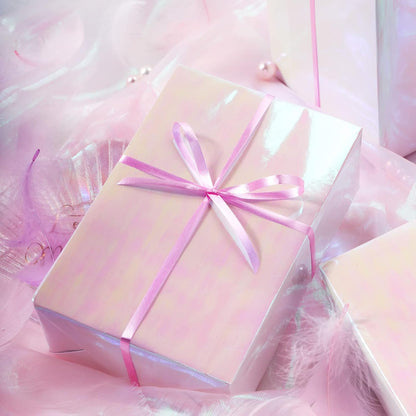 Pink Wrapping Paper Roll - Holographic Iridescent Wrapping Paper for Birthday, Valentine's, Mother's Day, Holiday - 17 inches x 32.8 Feet (47.23 sq.ft.)