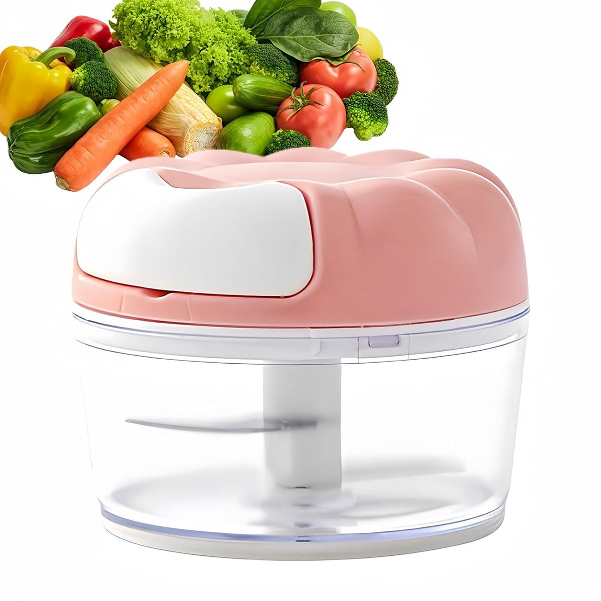 Mini Manual Food Processor Vegetable Chopper,Portable Hand Pull String Onion Chopper for Veggies, Fruits, Garlic, Nuts, Herbs, Ice cube,Cooking Gadgets & Kitchen Essentials,160ml (Pink)
