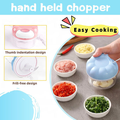 Mini Manual Food Processor Vegetable Chopper,Portable Hand Pull String Onion Chopper for Veggies, Fruits, Garlic, Nuts, Herbs, Ice cube,Cooking Gadgets & Kitchen Essentials,160ml (Pink)