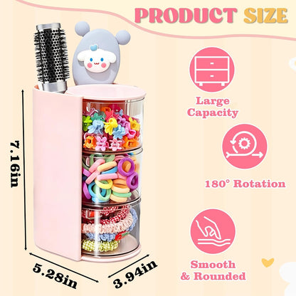 Azurphoric with Hair Brush Holder(Pink, 3-Layer)