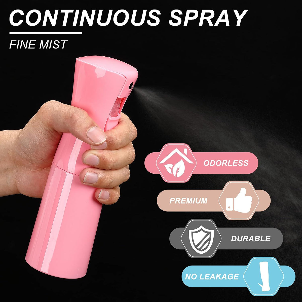 (Pink Hair Mister Spray Bottle，Spray Water Bottle Fine Mist Refillable Plants（6.8OZ /200ML） Barber，Showering Pets, Plants, travel, Ironing and Cleaning ﻿ ﻿ ﻿(Continuous Spray)