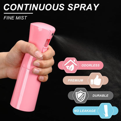 (Pink Hair Mister Spray Bottle，Spray Water Bottle Fine Mist Refillable Plants（6.8OZ /200ML） Barber，Showering Pets, Plants, travel, Ironing and Cleaning ﻿ ﻿ ﻿(Continuous Spray)