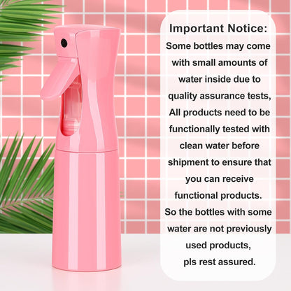 (Pink Hair Mister Spray Bottle，Spray Water Bottle Fine Mist Refillable Plants（6.8OZ /200ML） Barber，Showering Pets, Plants, travel, Ironing and Cleaning ﻿ ﻿ ﻿(Continuous Spray)