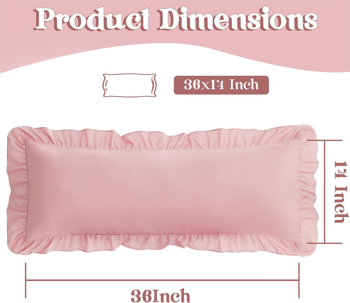 Light Pink Lumbar Pillow Covers 36x14 Inch Set of 1
