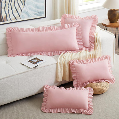 Light Pink Lumbar Pillow Covers 36x14 Inch Set of 1