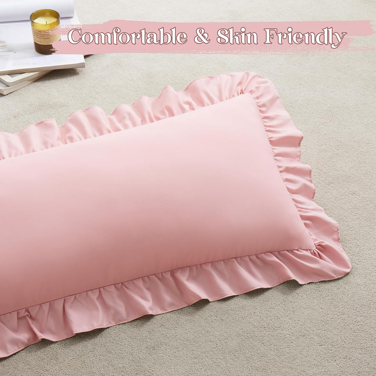 Light Pink Lumbar Pillow Covers 36x14 Inch Set of 1