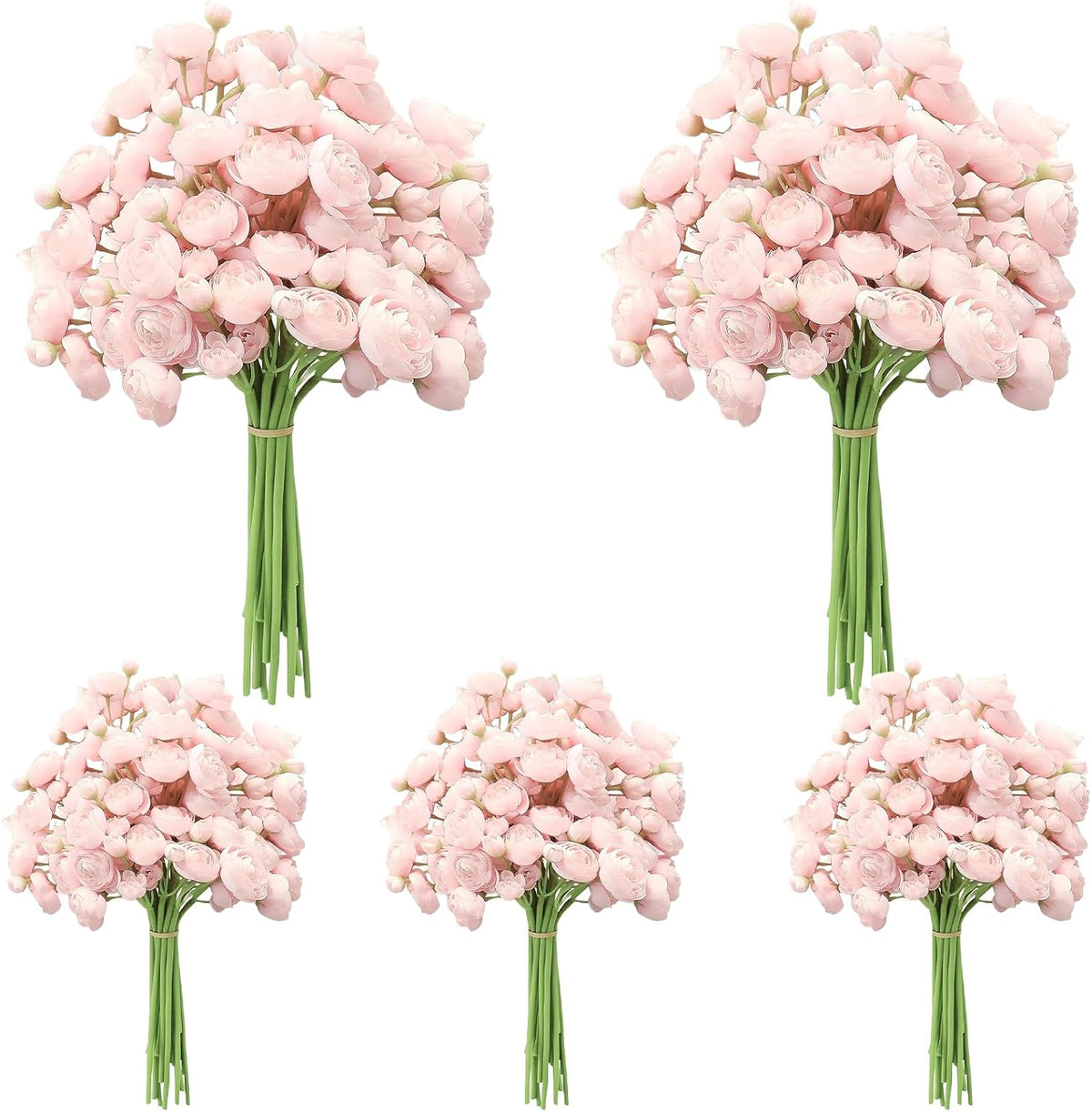 5 Bouquets Pink Ranunculus Artificial Flowers