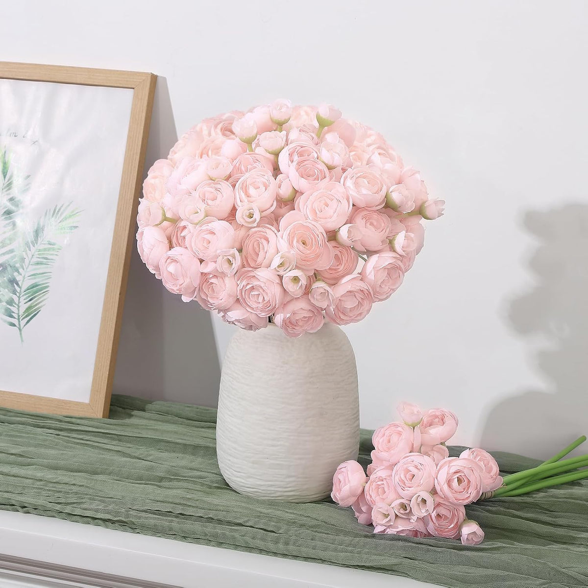 5 Bouquets Pink Ranunculus Artificial Flowers