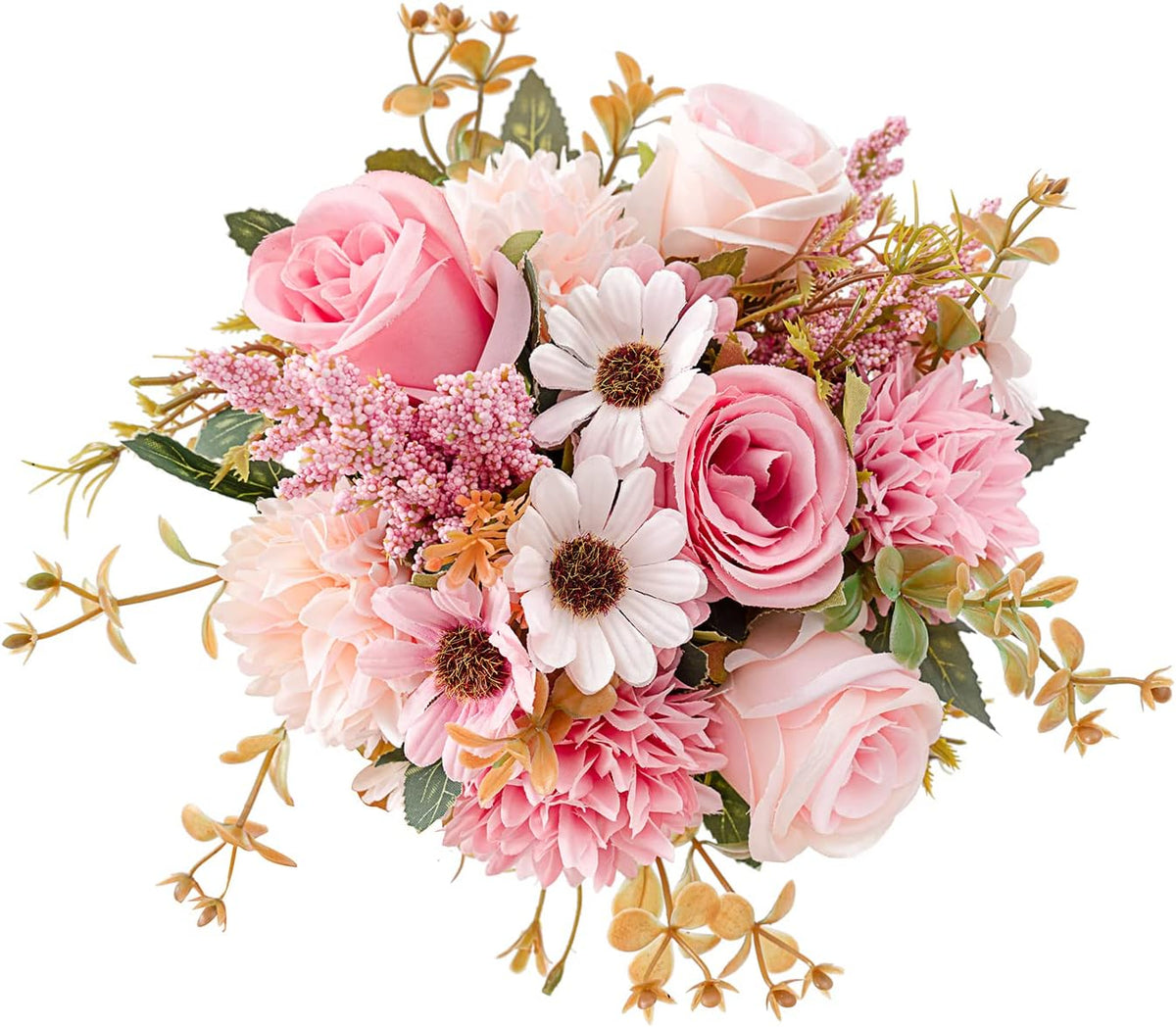 Fake Flowers in Vase, Artificial Pink Flowers in Vase for Decoration Faux Flowers Fake Floral for Home Decor Indoor Dining Table Centerpiece (Pink)