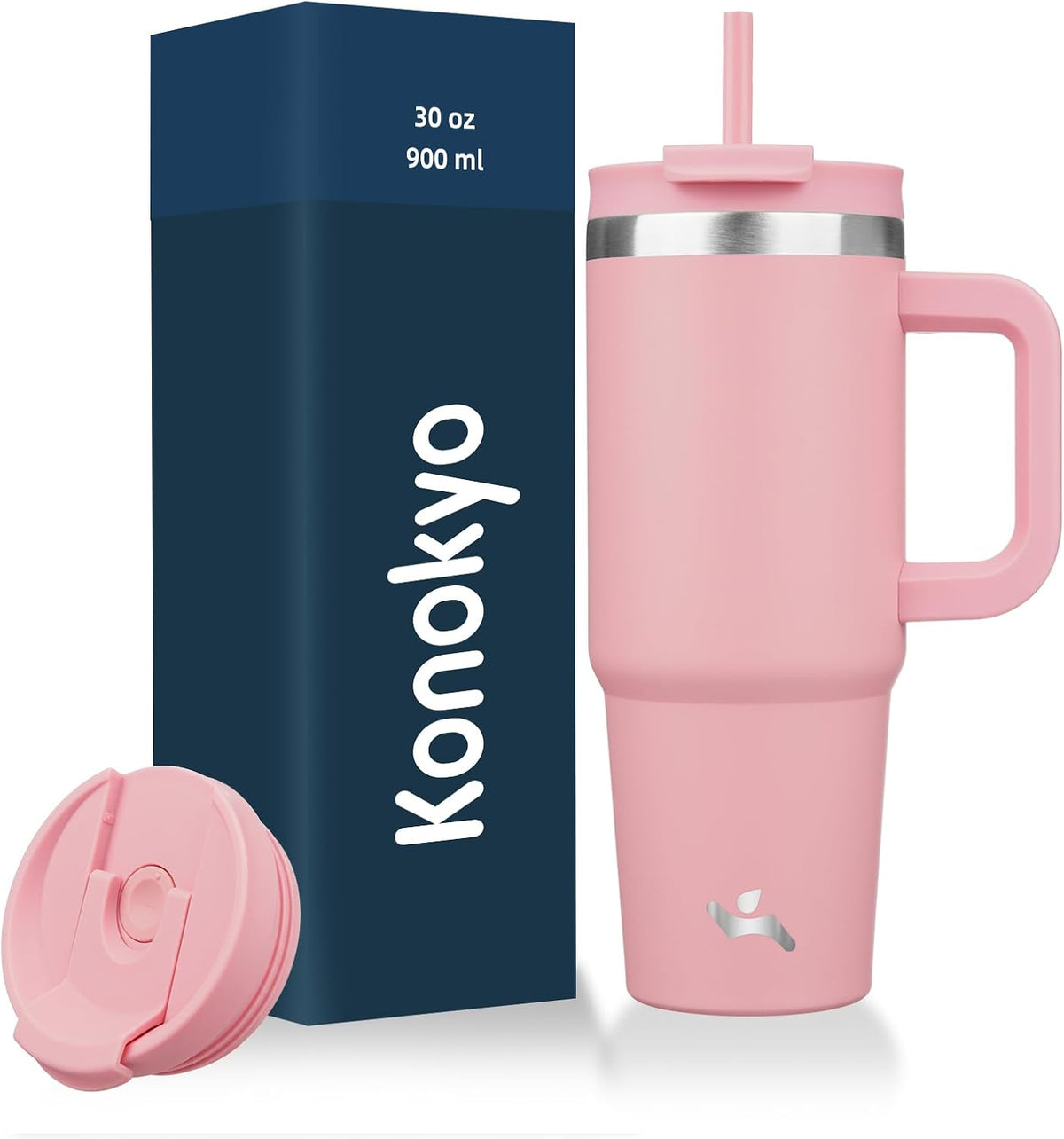 30 oz Insulated Tumbler Water Bottle with Handle, Straw Lid