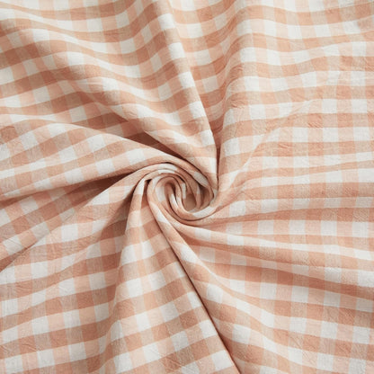 2 Pcs Ruffle Gingham Pillow Covers 20" x 20", Light Pink Plaid