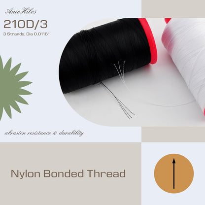 Heavy Duty Bonded Nylon 66 Sewing Thread 210D/3 T70#69 1500 Yards for Canvas Furniture Upholstery Leather Goods Automotive Leather Footwear Outdoors (4047-Neon Pink)
