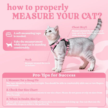 Cat Harness and Leash Set, Escape Proof Vest, Pink