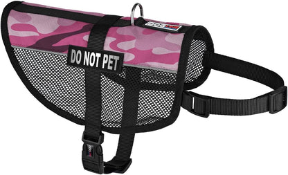 MaxAire Vest Do Not Pet Removable Patch Adjustable Harness Reflective for Puppies Small Medium and Large Dogs 22 by 29 Inch Girth Pink Camo