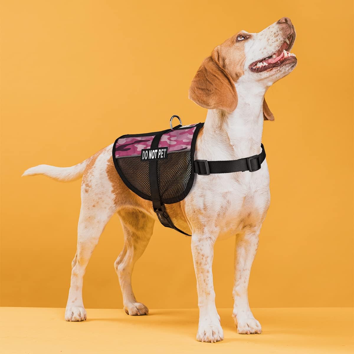 MaxAire Vest Do Not Pet Removable Patch Adjustable Harness Reflective for Puppies Small Medium and Large Dogs 22 by 29 Inch Girth Pink Camo