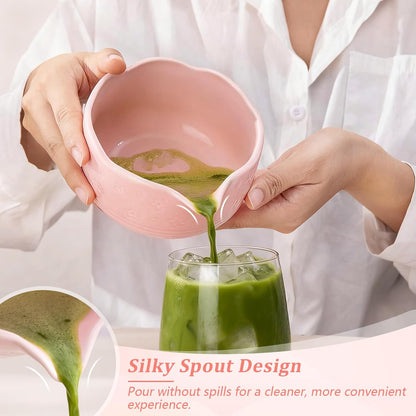 Matcha Whisk Gift Set - 7Pcs Ceramic Matcha Kit with Cherry Blossom