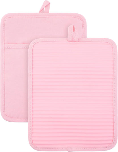 1 Pcs Pot Holders, Heat Resistant Trivets, Non-Slip Hot Pads for Countertops, Oven Pot Holders for Kitchen, Baking and BBQ 9.1 * 7.1in Pink