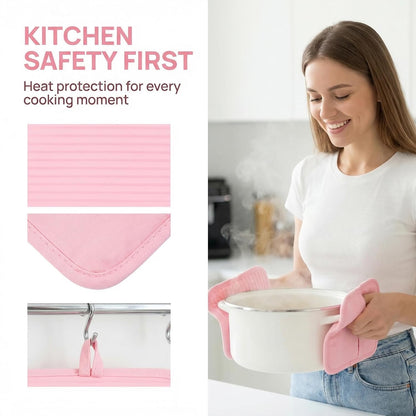 1 Pcs Pot Holders, Heat Resistant Trivets, Non-Slip Hot Pads for Countertops, Oven Pot Holders for Kitchen, Baking and BBQ 9.1 * 7.1in Pink