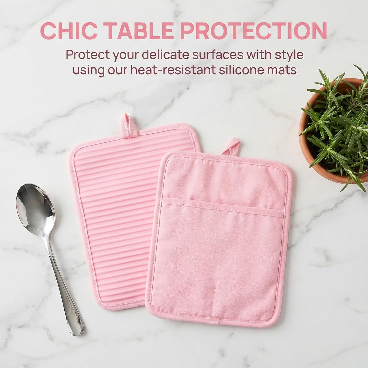 1 Pcs Pot Holders, Heat Resistant Trivets, Non-Slip Hot Pads for Countertops, Oven Pot Holders for Kitchen, Baking and BBQ 9.1 * 7.1in Pink