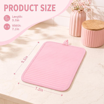 1 Pcs Pot Holders, Heat Resistant Trivets, Non-Slip Hot Pads for Countertops, Oven Pot Holders for Kitchen, Baking and BBQ 9.1 * 7.1in Pink