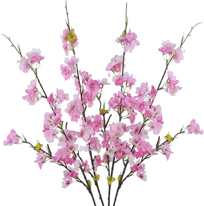 Artificial Cherry Blossom Flowers Pink Silk Peach Bulk Faux Spring Branches Arrangement Cherry Flowers Stems 4Pcs for Indoor Outdoor Wedding Table Home Dining Decor Floor vase