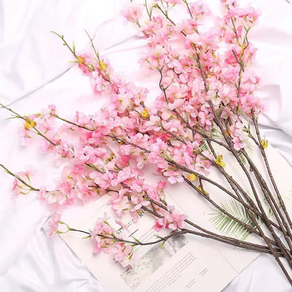 Artificial Cherry Blossom Flowers Pink Silk Peach Bulk Faux Spring Branches Arrangement Cherry Flowers Stems 4Pcs for Indoor Outdoor Wedding Table Home Dining Decor Floor vase