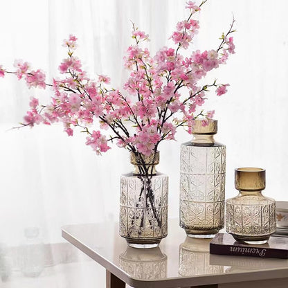 Artificial Cherry Blossom Flowers Pink Silk Peach Bulk Faux Spring Branches Arrangement Cherry Flowers Stems 4Pcs for Indoor Outdoor Wedding Table Home Dining Decor Floor vase