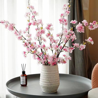 Artificial Cherry Blossom Flowers Pink Silk Peach Bulk Faux Spring Branches Arrangement Cherry Flowers Stems 4Pcs for Indoor Outdoor Wedding Table Home Dining Decor Floor vase