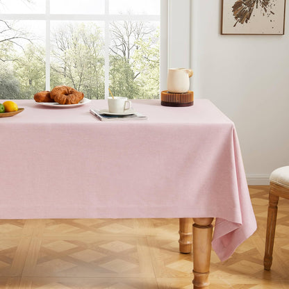 ZeeMart Linen Textured Rectangle Table Cloth, 60x104 Inch Pink