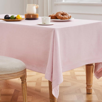 ZeeMart Linen Textured Rectangle Table Cloth, 60x104 Inch Pink