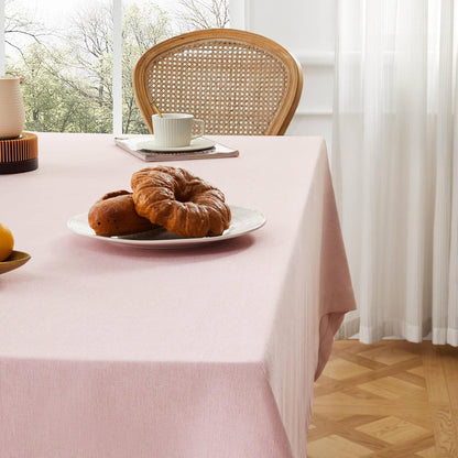 ZeeMart Linen Textured Rectangle Table Cloth, 60x104 Inch Pink
