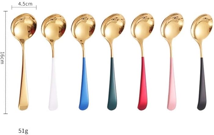Silverware Set, 1/4/6/8/10/12 Pieces 304 Stainless Steel Dessert Spoons, Round Head Short Handle Fruit Spoons(Pink Gold,6 Pieces)