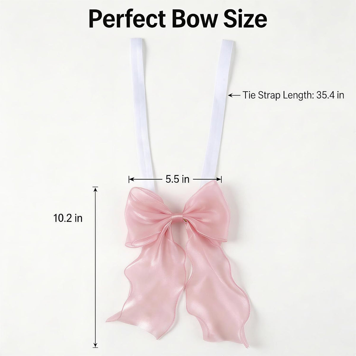 4 Pack Silky Bow Curtain Tiebacks, Lace Ribbon Bowknot Holdbacks, Elegant French Bow Tiebacks for Weddings, Home, Bedroom, Office Decor (Pink)