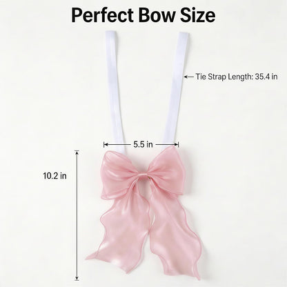 4 Pack Silky Bow Curtain Tiebacks, Lace Ribbon Bowknot Holdbacks, Elegant French Bow Tiebacks for Weddings, Home, Bedroom, Office Decor (Pink)