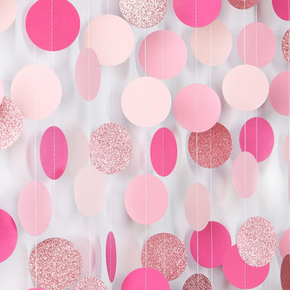 Hot-Pink Rose-Gold Party Decorations Garland - 52ft Wedding Bridal Shower Hanging Decoration Streamers Banner,Baby Girl Birthday Bachelorette Engagement Mohters Valentines Day Brunch Decor