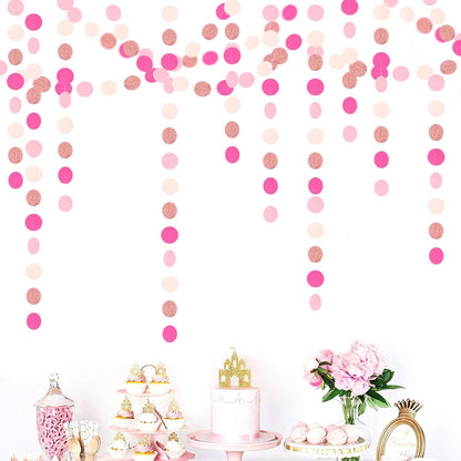 Hot-Pink Rose-Gold Party Decorations Garland - 52ft Wedding Bridal Shower Hanging Decoration Streamers Banner,Baby Girl Birthday Bachelorette Engagement Mohters Valentines Day Brunch Decor