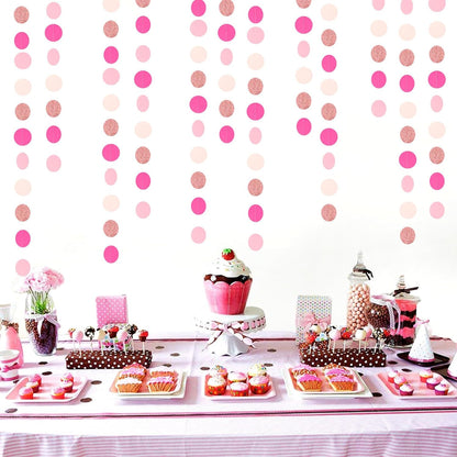 Hot-Pink Rose-Gold Party Decorations Garland - 52ft Wedding Bridal Shower Hanging Decoration Streamers Banner,Baby Girl Birthday Bachelorette Engagement Mohters Valentines Day Brunch Decor